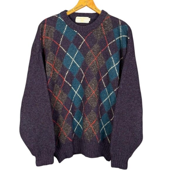 Vintage Archie & Brown Son Argyle Wool Sweater – Size 44 – Made in Great Britain - Picture 1 of 5